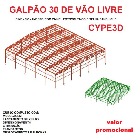 Curso Cype 3D Galpão 30 metros com Fotovoltaica